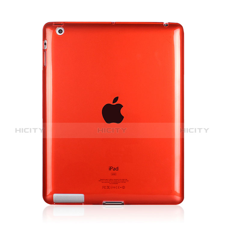 Housse Ultra Fine Silicone Souple Transparente pour Apple iPad 2 Rouge Plus