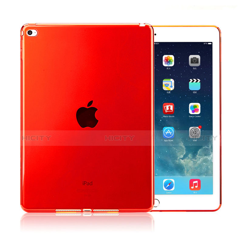 Housse Ultra Fine Silicone Souple Transparente pour Apple iPad Air 2 Rouge Plus