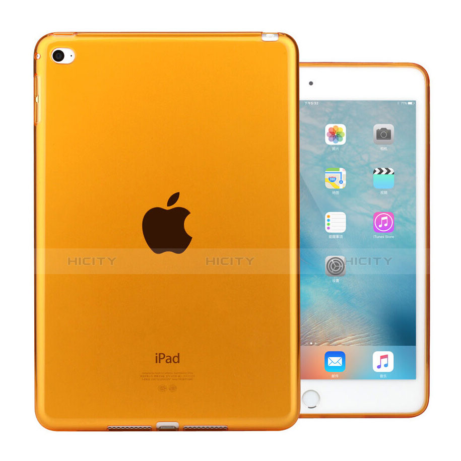 Housse Ultra Fine Silicone Souple Transparente pour Apple iPad Mini 4 Orange Plus