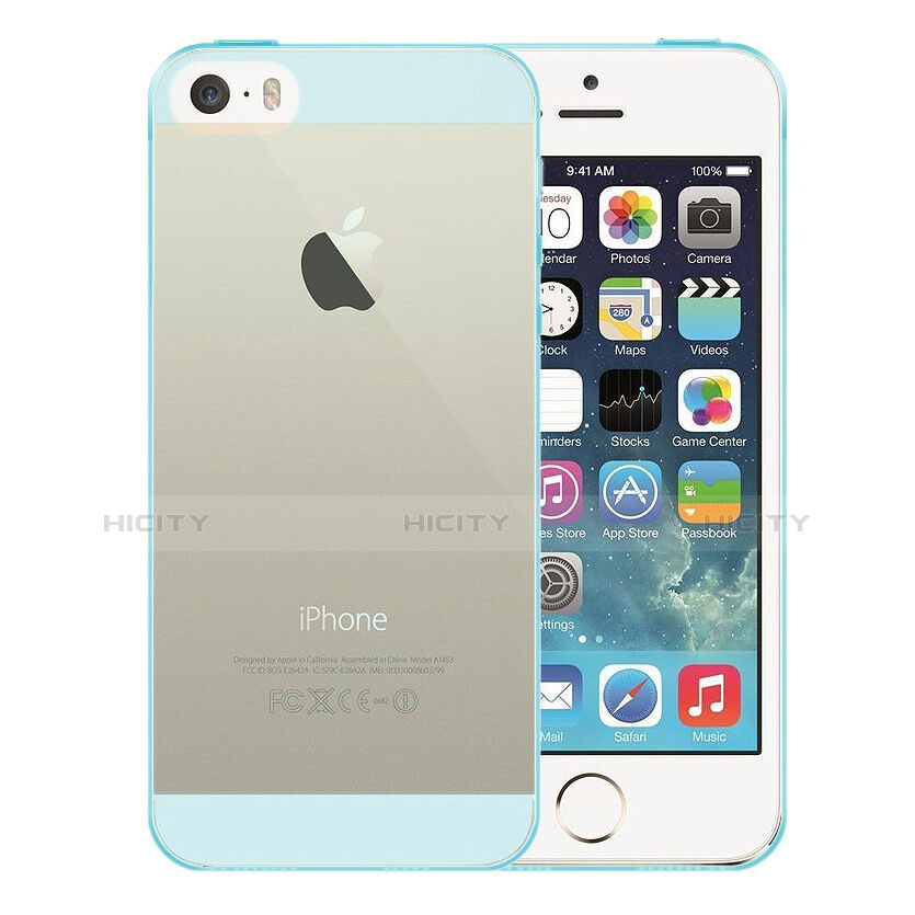 Housse Ultra Fine Silicone Souple Transparente pour Apple iPhone SE Bleu Plus