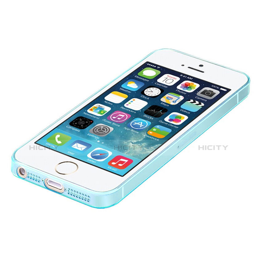 Housse Ultra Fine Silicone Souple Transparente pour Apple iPhone SE Bleu Plus