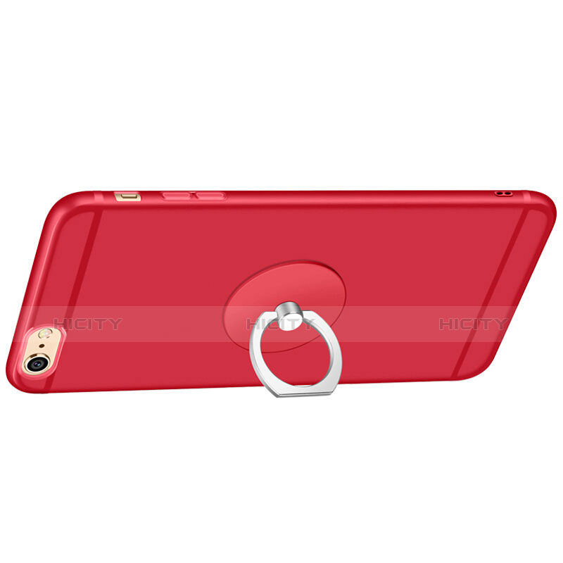 Housse Ultra Fine TPU Souple et Support Bague Anneau pour Apple iPhone 6S Rouge Plus