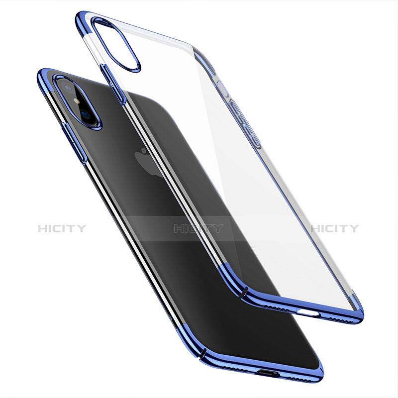 Housse Ultra Fine TPU Souple Transparente C16 pour Apple iPhone X Bleu Plus