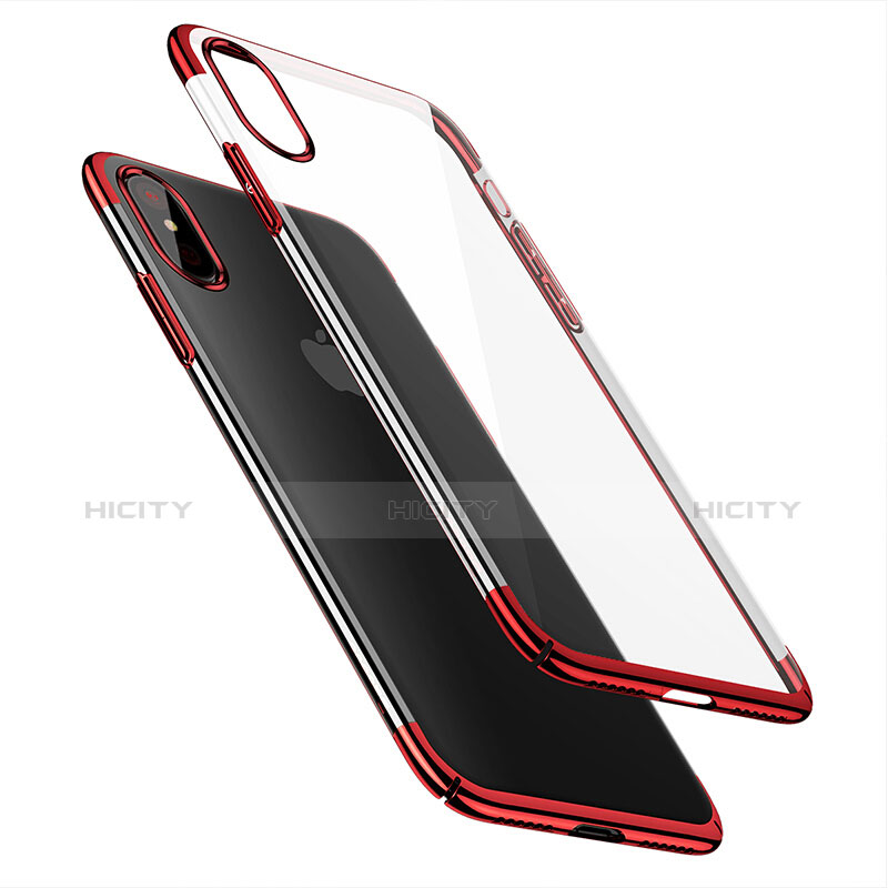 Housse Ultra Fine TPU Souple Transparente C16 pour Apple iPhone Xs Rouge Plus