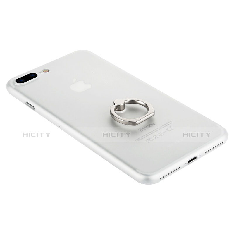 Housse Ultra Fine TPU Souple Transparente et Support Bague Anneau pour Apple iPhone 8 Plus Blanc Plus