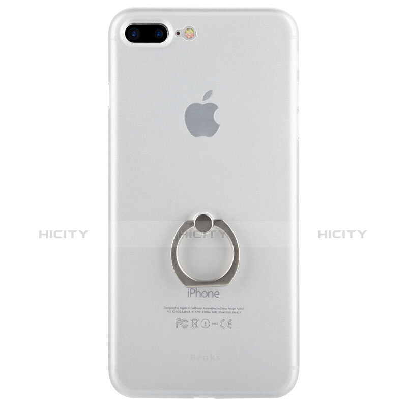 Housse Ultra Fine TPU Souple Transparente et Support Bague Anneau pour Apple iPhone 8 Plus Blanc Plus