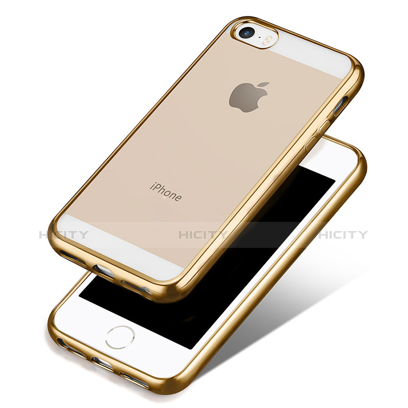 Housse Ultra Fine TPU Souple Transparente H01 pour Apple iPhone 5 Or Plus