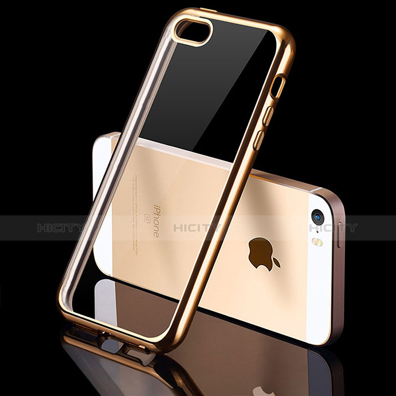 Housse Ultra Fine TPU Souple Transparente H01 pour Apple iPhone 5 Or Plus