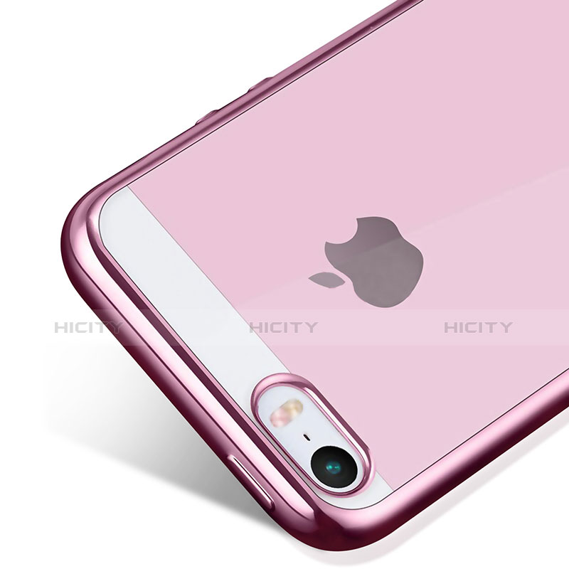 Housse Ultra Fine TPU Souple Transparente H01 pour Apple iPhone 5 Rose Plus