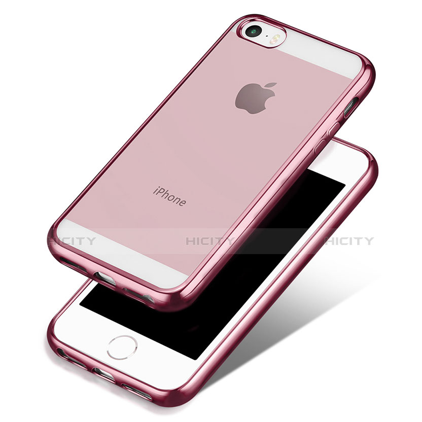 Housse Ultra Fine TPU Souple Transparente H01 pour Apple iPhone 5S Rose Plus