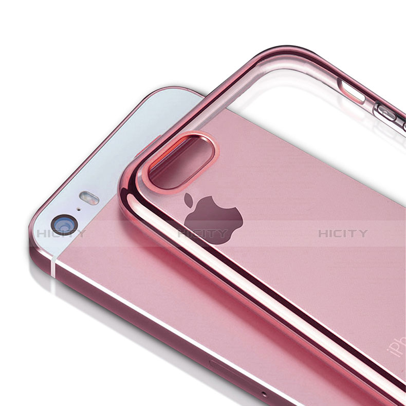 Housse Ultra Fine TPU Souple Transparente H01 pour Apple iPhone 5S Rose Plus