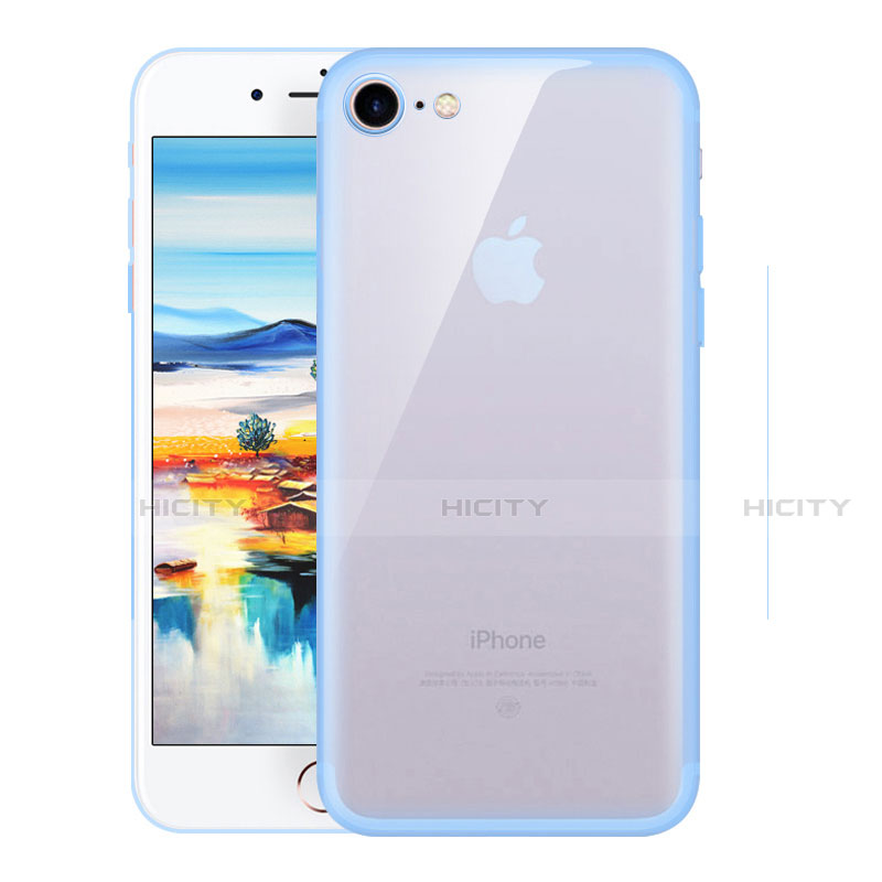 Housse Ultra Fine TPU Souple Transparente H01 pour Apple iPhone SE (2020) Bleu Ciel Plus