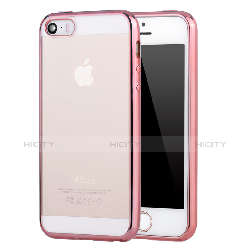 Housse Ultra Fine TPU Souple Transparente H03 pour Apple iPhone 5S Rose Plus