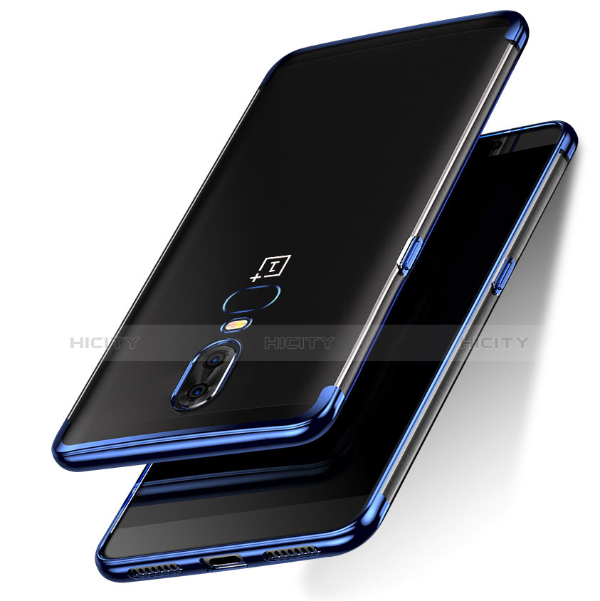 Housse Ultra Fine TPU Souple Transparente T05 pour OnePlus 6 Bleu Plus