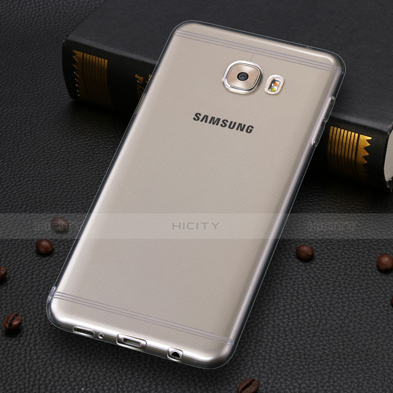 Housse Ultra Fine TPU Souple Transparente T06 pour Samsung Galaxy C7 Pro C7010 Gris Plus