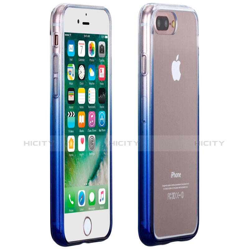 Housse Ultra Fine Transparente Souple Degrade pour Apple iPhone 8 Plus Bleu Plus