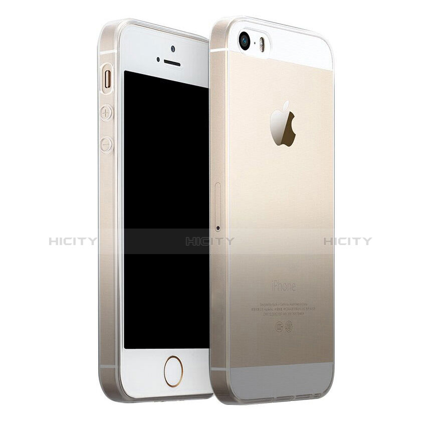Housse Ultra Fine Transparente Souple Degrade pour Apple iPhone SE Gris Plus