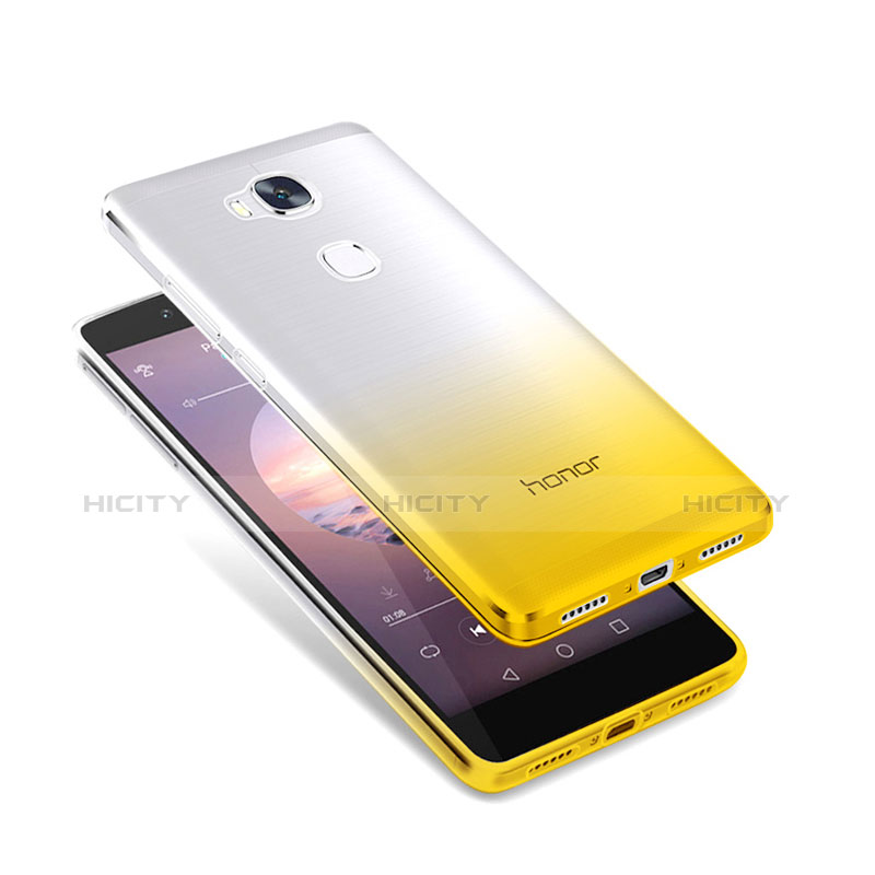 Housse Ultra Fine Transparente Souple Degrade pour Huawei GR5 Jaune Plus