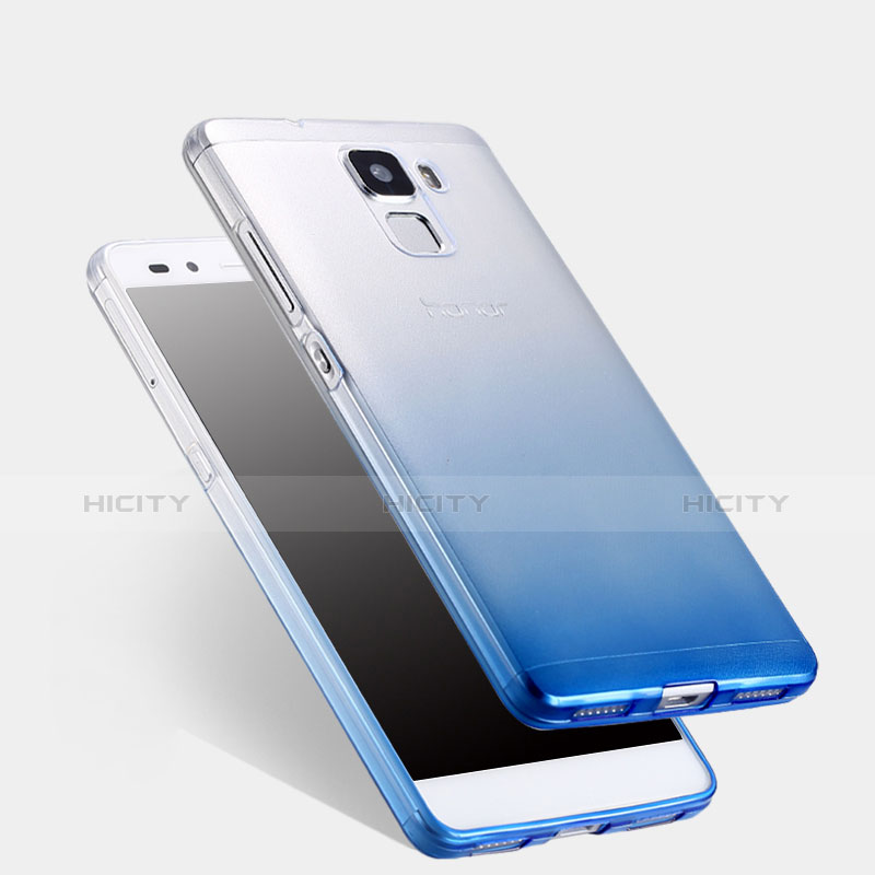 Housse Ultra Fine Transparente Souple Degrade pour Huawei Honor 7 Dual SIM Bleu Plus
