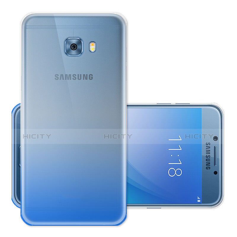 Housse Ultra Fine Transparente Souple Degrade pour Samsung Galaxy C5 Pro C5010 Bleu Plus