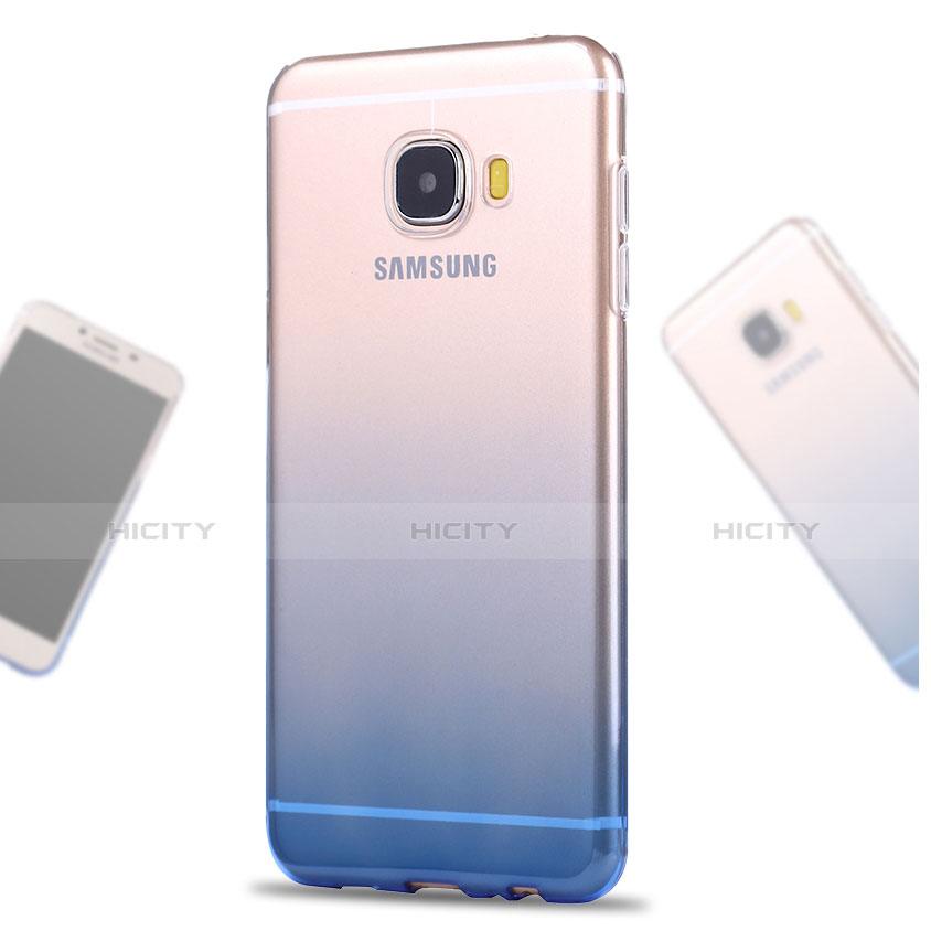 Housse Ultra Fine Transparente Souple Degrade pour Samsung Galaxy C7 SM-C7000 Bleu Plus