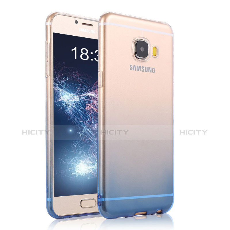 Housse Ultra Fine Transparente Souple Degrade T04 pour Samsung Galaxy C5 Pro C5010 Bleu Plus