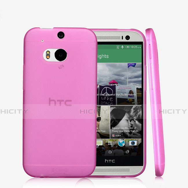 Housse Ultra Slim Silicone Souple Transparente T01 pour HTC One M8 Rose Plus
