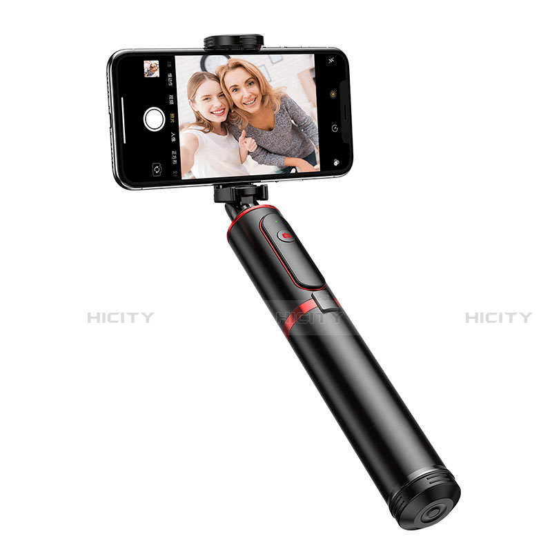 Perche de Selfie Trepied Sans Fil Bluetooth Baton de Selfie Extensible de Poche Universel T34 Rouge et Noir Plus