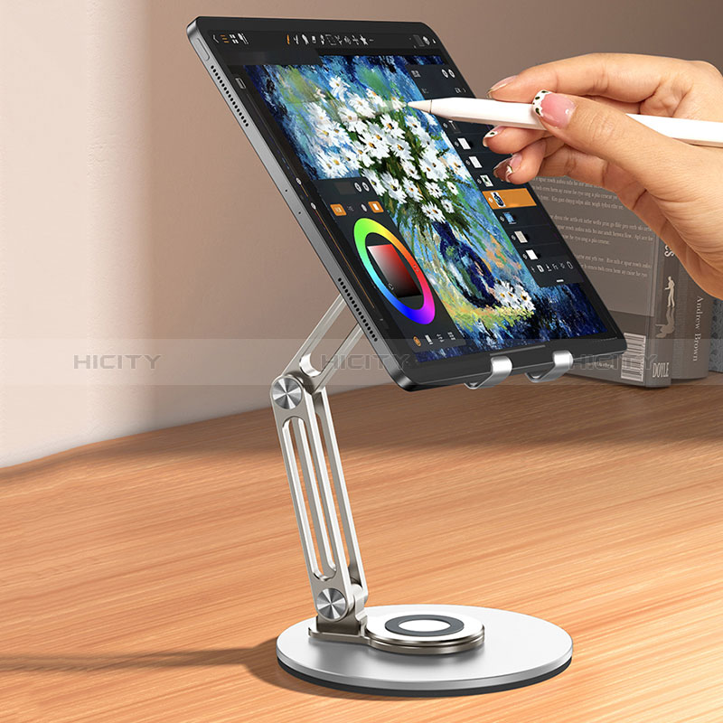 Support de Bureau Support Tablette Flexible Universel Pliable Rotatif 360 D15 pour Apple iPad Pro 12.9 (2020) Argent Plus
