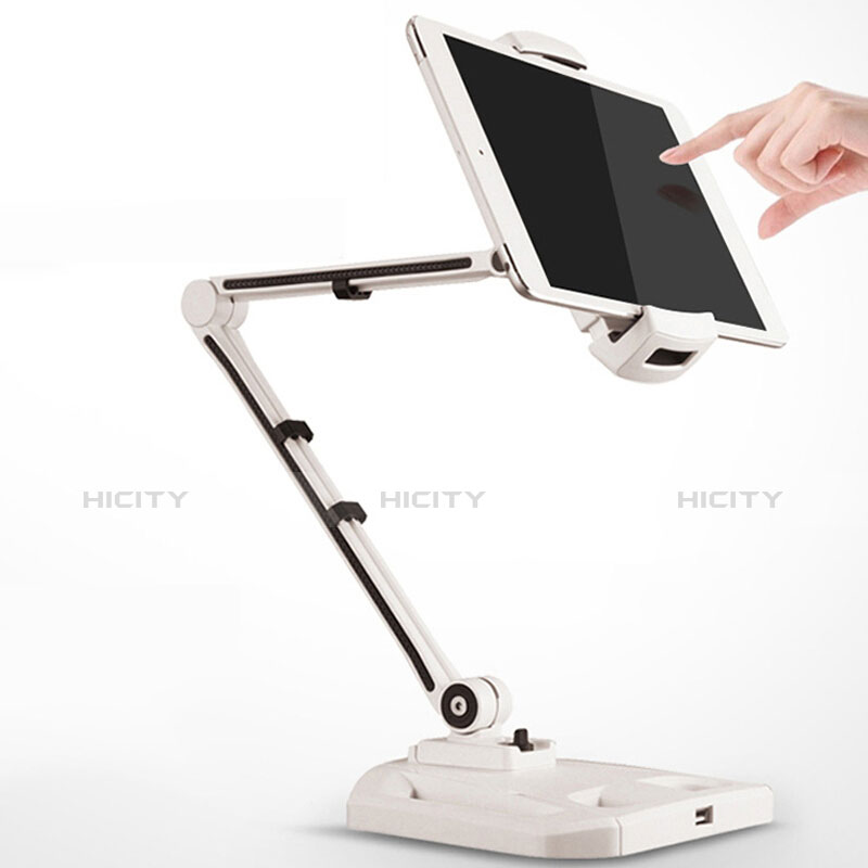 Support de Bureau Support Tablette Flexible Universel Pliable Rotatif 360 H07 pour Apple iPad Pro 12.9 Blanc Plus