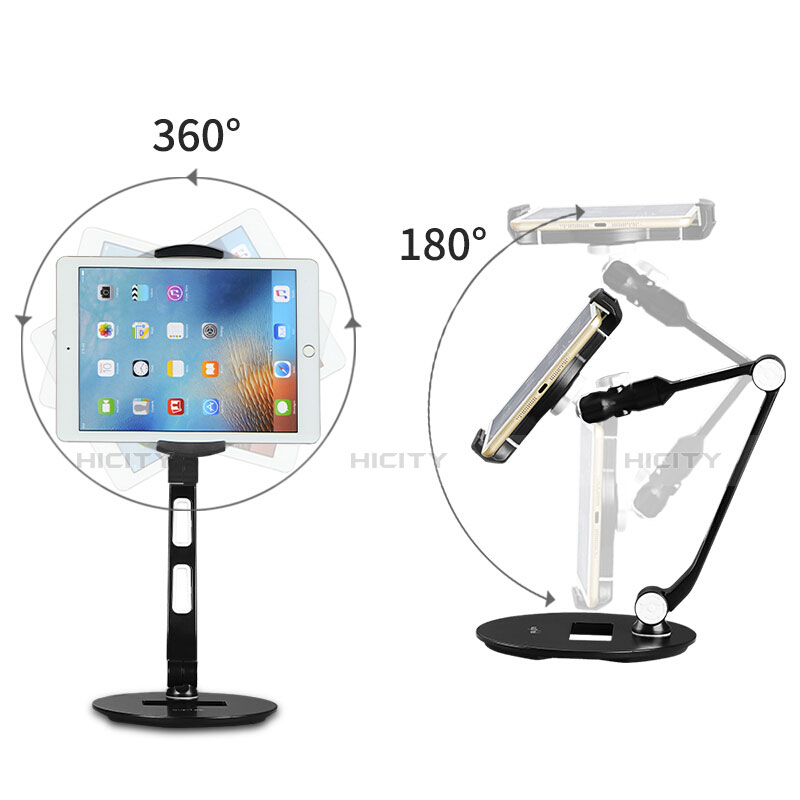 Support de Bureau Support Tablette Flexible Universel Pliable Rotatif 360 H08 pour Apple iPad 4 Noir Plus