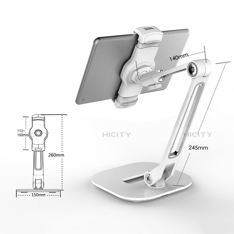 Support de Bureau Support Tablette Flexible Universel Pliable Rotatif 360 H10 pour Apple iPad Mini Blanc Plus