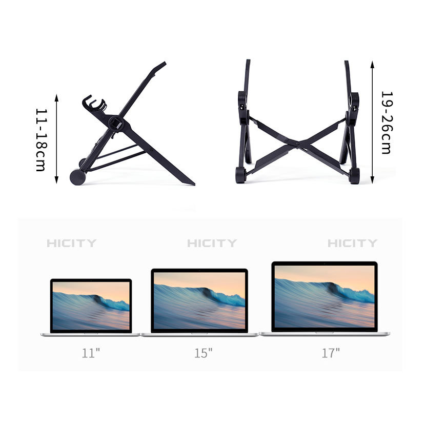 Support Ordinateur Portable Universel S14 pour Apple MacBook 12 pouces Noir Plus